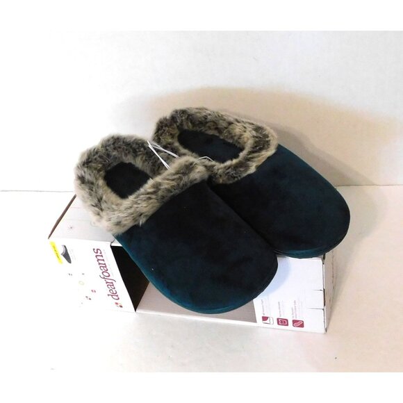 dearfoams Shoes - Dearfoams Slippers Womens L 9-10 Dark Forest Green Velour Indoor Outdoor